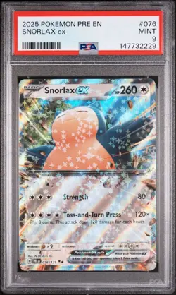 Snorlax ex 076 Pokemon Prismatic Evolutions Double Rare PSA 9 MINT Card - Image 1