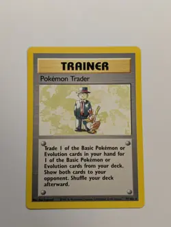 Pokemon Trader 77/102 Rare Non-Holo Base Set Pokemon Trainer Card Edge Wear LP - Image 1