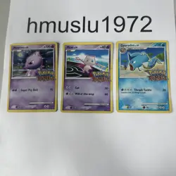 Pair Pokemon Rumble cards MP Mew 10/16 + Mewtwo 9/16 Holo + Gyardos 6/16 - Image 2