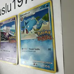 Pair Pokemon Rumble cards MP Mew 10/16 + Mewtwo 9/16 Holo + Gyardos 6/16 - Image 5