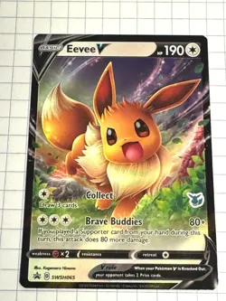 Eevee V SWSH065 Sword & Shield Black Star Promo Holo Pokemon Card NM - Image 1