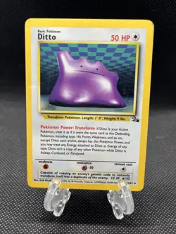 Ditto 3/62 Fossil Holo Wotc Pokemon Card Vintage 1999 Played - Image 1