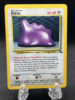 Ditto 3/62 Fossil Holo Wotc Pokemon Card Vintage 1999 Played - Image 3