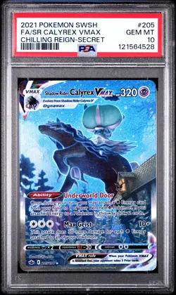 POKEMON SWORD & SHIELD CHILLING REIGN FULL ART/SHADOW RIDER CALYREX VMAX PSA 10 - Image 1
