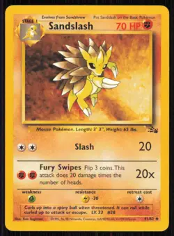Sandslash 41/62 Uncommon Fossil Pokemon Unlimited Lightly Played - Image 1