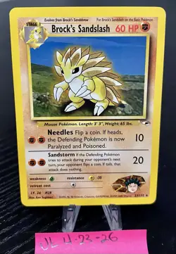 Brock's Sandslash 23/132 Non Holo Rare Gym Heroes Pokemon Card NM - MINT + - Image 1