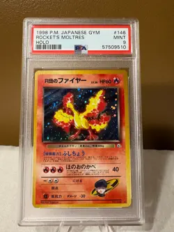 PSA 9 JAPANESE GYM 1998 ROCKET'S MOLTRES HOLO #146 Pokemon - Image 1