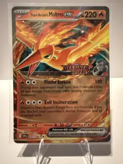 Destined Rivals Team Rocket's Moltres ex 031/182 Stamped Holo Doub. Rare Pokemon - Image 1