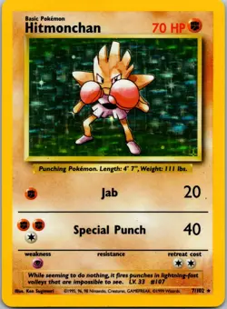 Hitmonchan 007/102 - Base Set Pokemon TCG Holo LP - Image 1