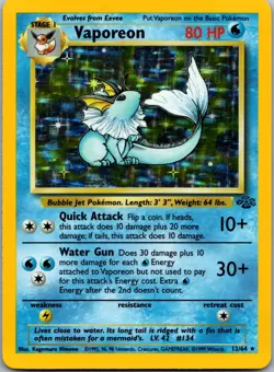Vaporeon 12/64 - Jungle Pokemon TCG Unlimited Holo MP - Image 1