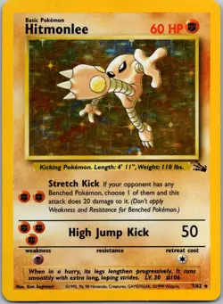 Hitmonlee 07/62 - Fossil Pokemon TCG Unlimited Holo DMG - Image 1