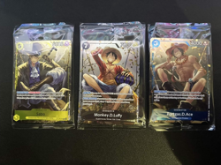 One Piece TS02 Tins Promo Bundle P073 P074 P075 Monkey Luffy Sabo Ace CREASED - Image 1