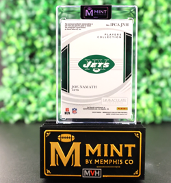 JOE NAMATH 2025 PANINI IMMACULATE AUTO /99 3 PATCH LAUNDRY TAG ON CARD JETS HOF - Image 2