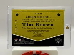 2003 Fleer Platinum Tim Brown Game Worn Patch of Honor /142 - Image 2