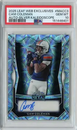 2025 Metal Cam Coleman Silver Kaleidoscope Rookie RC Auto #'D 10/49 PSA 10 POP 1 - Image 1