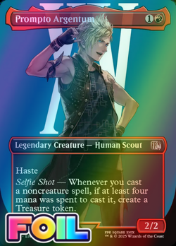 x1 Prompto Argentum FOIL FIN MTG 387 FULL ART BORDERLESS UNCOMMON M/NM 1x - Image 1