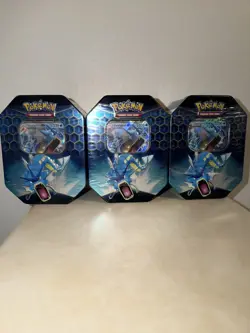 Pokemon Hidden Fates Gyarados GX Sealed Deck Tin Lot of 3 - Image 1
