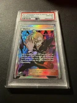 2017 POKEMON SUN & MOON CRIMSON INVASION #109 FULL ART/GLADION PSA 10 - Image 1