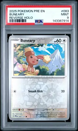2025 POKEMON PRE EN-PRISMATIC EVOLUTIONS REVERSE HOLO #083 BUNEARY PSA 9 - Image 1