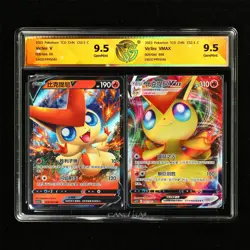 CCG 9.5 GemMint 2023 Pokemon CHN Victini V & Victini VMAX cs3.5C E RRR 2PCS - Image 2