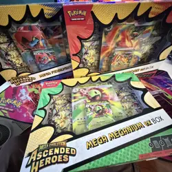 Pokemon TCG Ascended Heroes Mega ex Box Set of 3 - Meganium Emboar Feraligatr - Image 2