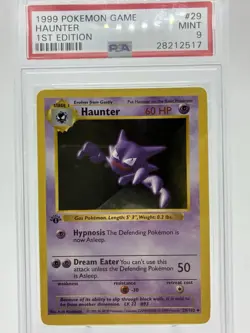 1999 Pokemon Base Set 1st Edition Shadowless Haunter PSA 9 Mint - Image 1