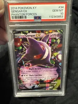2014 POKEMON XY PHANTOM FORCES #34 GENGAR EX PSA 10 English Gem Mint - Image 1