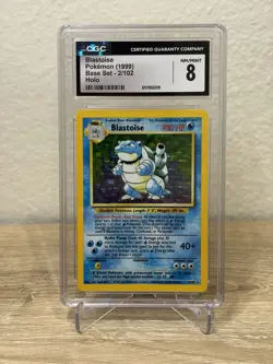 Blastoise 002/102 Base Set Unlimited Holo Rare Pokemon WOTC Vintage *CGC 8* - Image 1