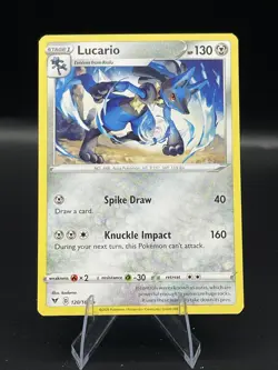 (NM) Lucario 120/185 Reverse Holo Vivid Voltage Pokemon TCG Card 317c-10 - Image 1