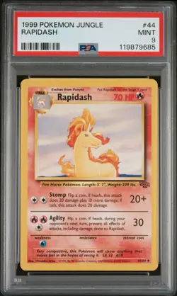 1999 POKEMON JUNGLE #44 RAPIDASH PSA 9 MINT Freshly Graded - Image 1
