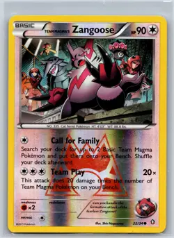 Team Magma's Zangoose 22/34 Common Double Crisis Pokemon Reverse Holo LP - Image 1