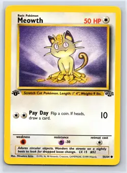 Meowth 56/64 Common Jungle Pokemon 1st Edition NM/M - Image 1