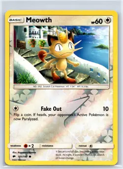 Meowth 101/147 Common Burning Shadows Pokemon Reverse Holo NM/M - Image 1