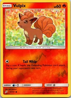 Vulpix 15/181 Common Team Up Pokemon Reverse Holo Near Mint - Image 1