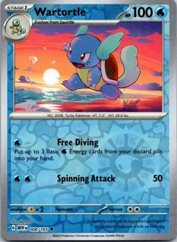 Wartortle 008/165 Uncommon 151 Pokemon Reverse Holo Near Mint - Image 1