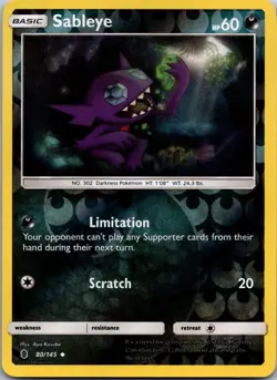 Sableye 80/145 Uncommon Guardians Rising Pokemon Reverse Holo Near Mint - Image 1