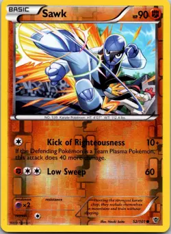 Sawk 52/101 Common Plasma Blast Pokemon Reverse Holo Lightly Played - Image 1