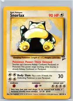 Snorlax 30/130 Rare Base Set 2 Pokemon MP 420-55 - Image 1