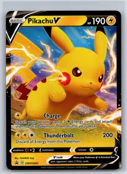 Pikachu V SWSH061 Holo Promo Sword & Shield Promo Pokemon Holo NM/M 420b-36 - Image 1