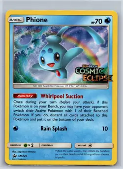 Phione - (Prerelease) SM220 Holo Sun & Moon Promo Pokemon NM/M 420b-48 - Image 1