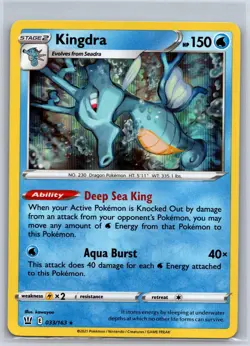 Kingdra 033/163 Holo Rare Battle Styles Pokemon Holo NM/M - Image 1