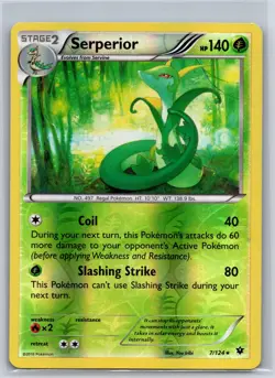 Serperior 7/124 Rare Fates Collide Pokemon Reverse Holo LP - Image 1