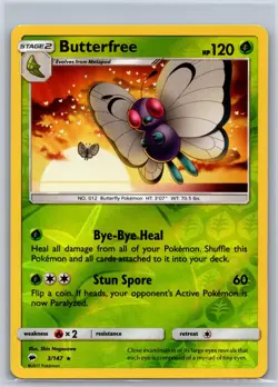 Butterfree 3/147 Rare Burning Shadows Pokemon Reverse Holo NM/M - Image 1
