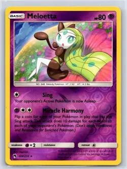 Meloetta 104/214 Rare Lost Thunder Pokemon Reverse Holo NM/M - Image 1