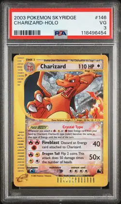 Pokemon Crystal Charizard 146/144 Skyridge Holo PSA 3 NEW CERT - Image 1