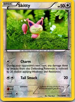 Skitty 113/160 Common Primal Clash Pokemon Reverse Holo Near Mint - Image 1