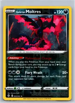 Galarian Moltres 093/203 Holo Evolving Skies Pokemon Reverse Holo NM/M 420-1 - Image 1