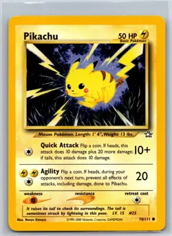 Pikachu 70/111 Common Neo Genesis Pokemon DMG 420-30 - Image 1