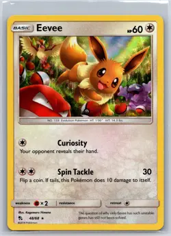 Eevee 48/68 Holo Rare Hidden Fates Pokemon Holo NM/M 420-24 - Image 1