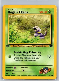 Koga's Ekans 77/132 Common Gym Challenge Pokemon 1st Edition MP - Image 1